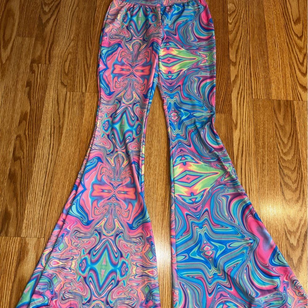 Drippin Daisys bell bottoms -holographic print